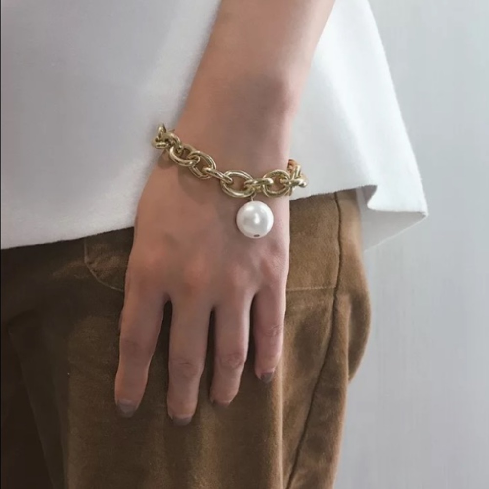 Silver Gold Tone Chunky Bracelet - Picture 2 of 6